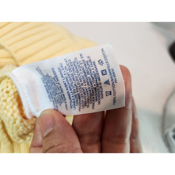 NWT Lands' End 100% Cotton Sweater XL Yellow Knit Pullover Crew Neck Classic Fit - Picture 5 of 6